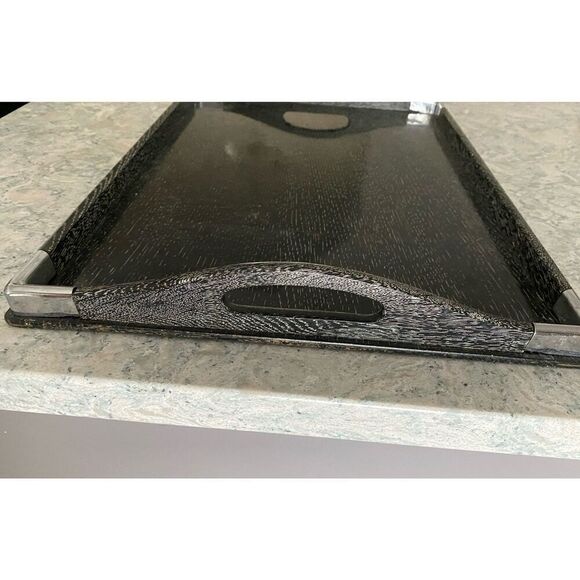Black with Silver Serving Display Tray - Picture 8 of 10